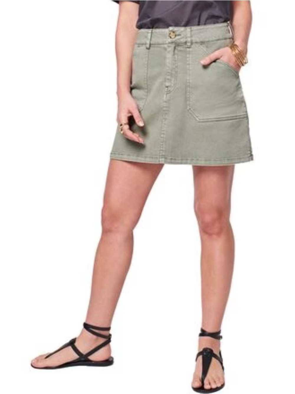 NWT Faherty Utility Mini Skirt Organic Cotton Green Size Medium